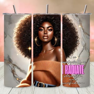 Black Women Affirmation PNG, Black Girl Afro Big Hair Sublimation, Melanin Queen 20oz Tumbler Wrap, Black Girl Magic Digital Download