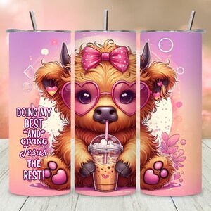 Highland Cow Attitude Png, Funny Sublimation Design, Cute Cow Tumbler Wrap Png, 20Oz Printable Png Download, Sublimation Designs