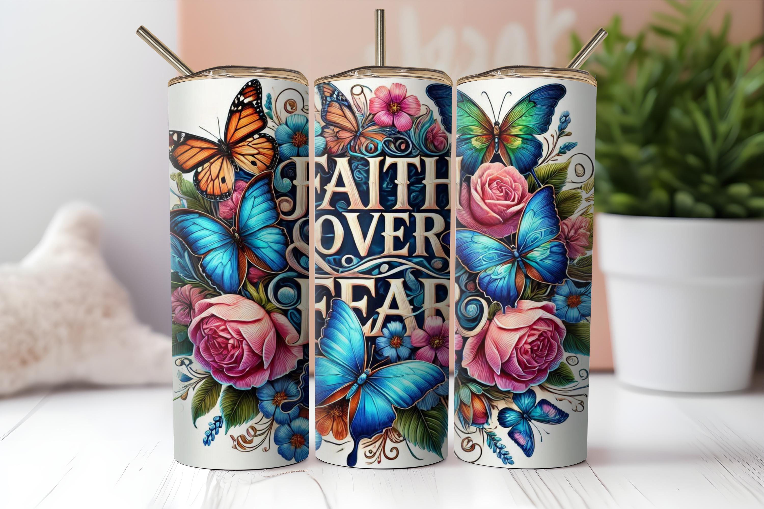Faith Over Fear Tumbler Wrap, Christian 20oz Skinny Tumbler Design ...