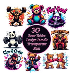 Bear T-Shirt Design Bundle, Teddy Bear Streetwear PNG, Hip Hop T-Shirt Design, Urban T-Shirt Design, Streetwear Design Bundle Download