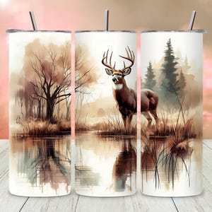 Jagd Deer Tumbler Wrap, Wilderness Whitetail Buck Skinny Tumbler 20 Unzen, Hirsch Sublimationsdesign, Woods Tumbler PNG, digitaler Download