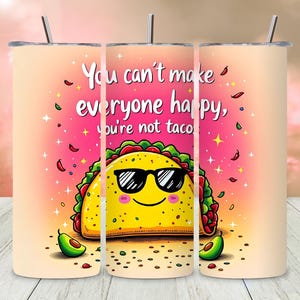 Taco Lover 20oz Skinny Tumbler, Mexican Food Tacos Tumbler, Sublimation Design Digital Download, PNG Instant Digital, Taco Tumbler Design