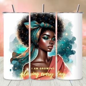 Black Girl Inspirational Tumbler Wrap Sublimation Design, 20oz Straight Tumbler Wrap Digital Download, African American Tumbler Wrap Design