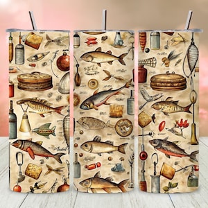 Fishing Tumbler Wrap PNG, Mens Tumbler Sublimation Design, Fish Tumbler Wrap Template, Fishing Gear 20oz Skinny Tumbler Digital Download