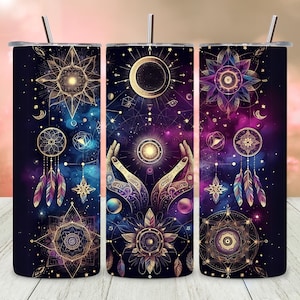 Celestial Tumbler Wrap, Crescent Moon Tumbler Design, Moon and Stars PNG, 20 oz Sublimation Tumbler Wrap, Night Sky Tumbler Wrap Design