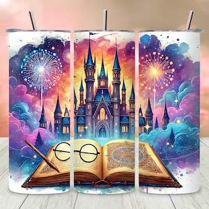 Wizard World Tumbler Wrap PNG, Zauberschule Sublimationsdesign, 20 Unzen 30 Unzen dünner Tumbler Wrap, gerader digitaler Download