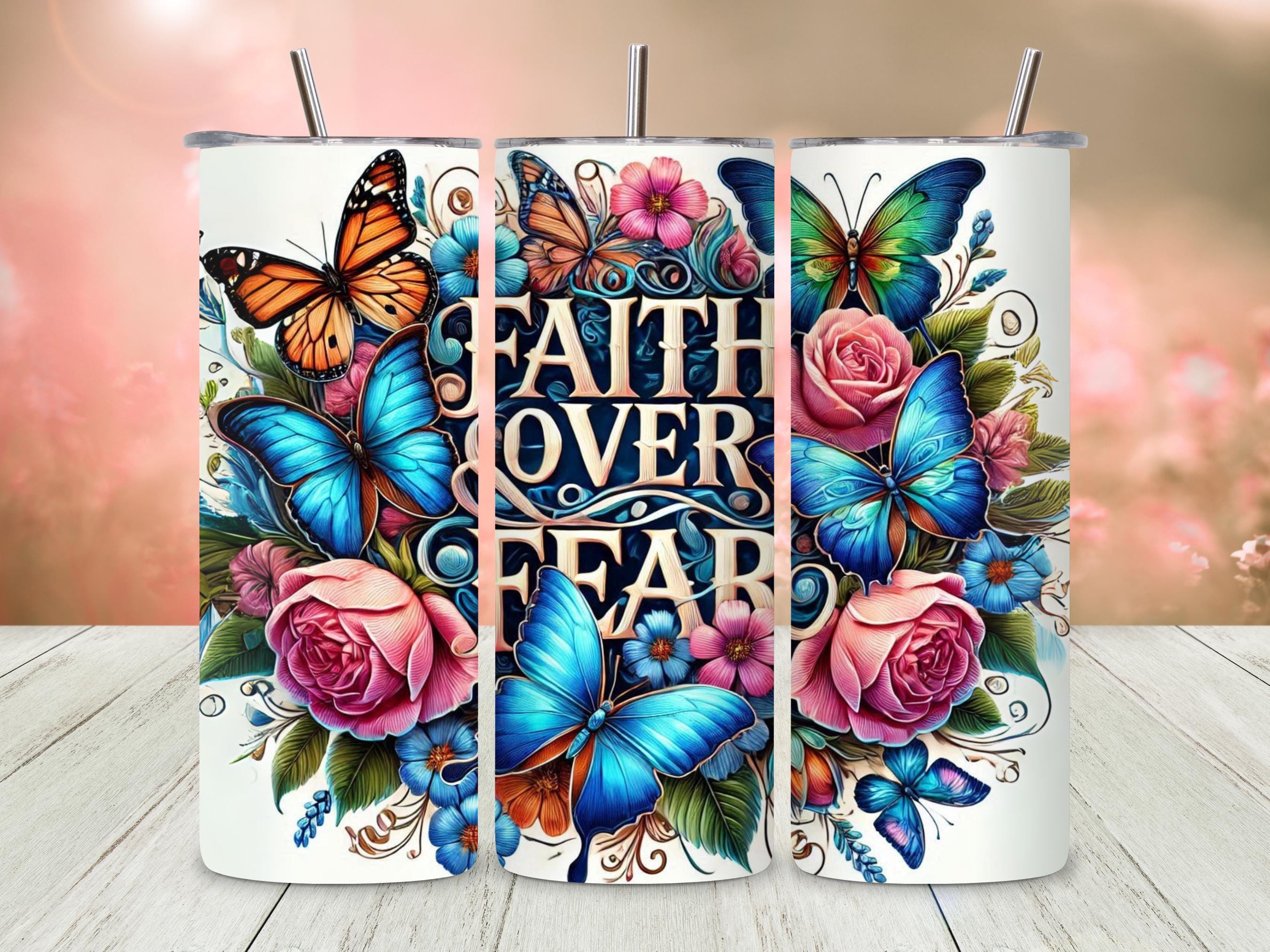 Faith Over Fear Tumbler Wrap, Christian 20oz Skinny Tumbler Design ...