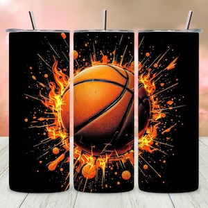 Basketball 20oz Skinny Tumbler Sublimation PNG, Digital Basketball Tumbler Wrap, Sports Tumbler Design, Sublimation File Download