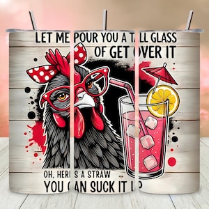 Funny Chicken Tumbler Wrap PNG, Cute Sassy Chicken 20 Oz Skinny Sublimation Tumbler PNG, Crazy Chicken Lady Tumbler Design Digital Download