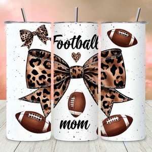 Cute Coquette Football Mom Tumbler Wrap, 20 Oz Skinny Sport Bow Sublimation Design, Digital Download PNG, Instant Digital