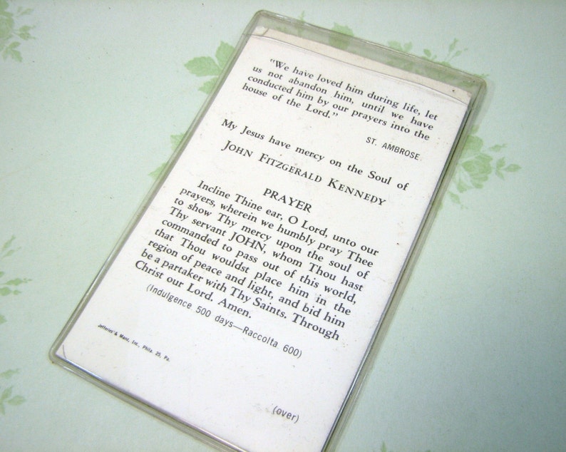 JFK Funeral Memorial Mass Card John F Kennedy 1963 Etsy