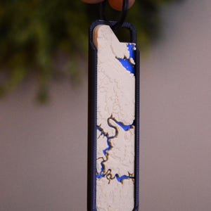 Topo-tags, 3D-geprinte sleutelhanger, aanpasbare sleutelhanger topografische kaart, jettag, bergen