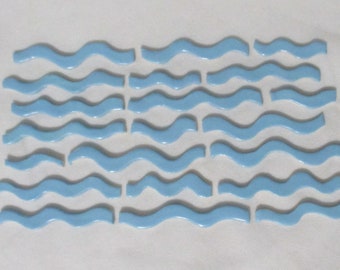 21Bsb - 21 pc Big Sky BLUE WAVIES - Ceramic Mosaic Tile Set