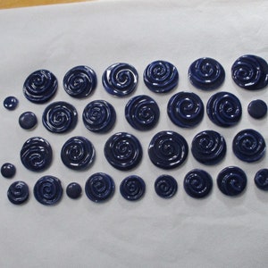30Rb - 30 pc ROYAL BLUE Swirls, Dots - Ceramic Mosaic Tile Set