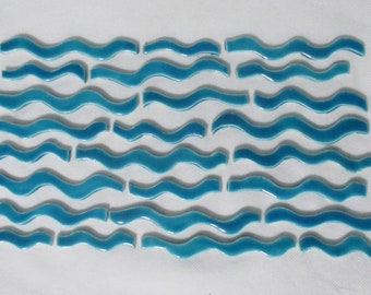 25Cb - 25 pc Caribbean BLUE WAVES - Ceramic Mosaic Tile Set