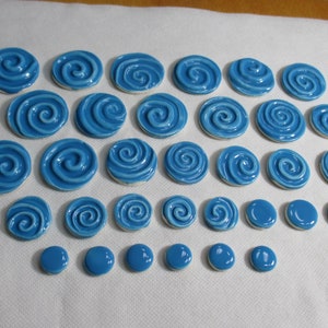 33BB - 33 pc BRIGHT BLUE SWIRLS, Dots - Ceramic Mosaic Tile Set