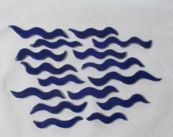 Mb16 - 16 pc DEEP BLUE WAVES - Ceramic Mosaic Tile Set