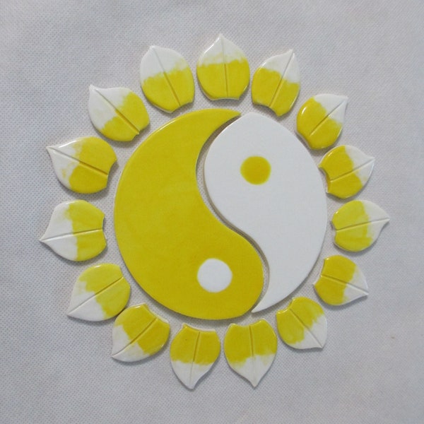 SFYY - SUN, Sunflower Yin-Yang LOTUS Circle Mosaic Tiles - Ceramic Tile Set