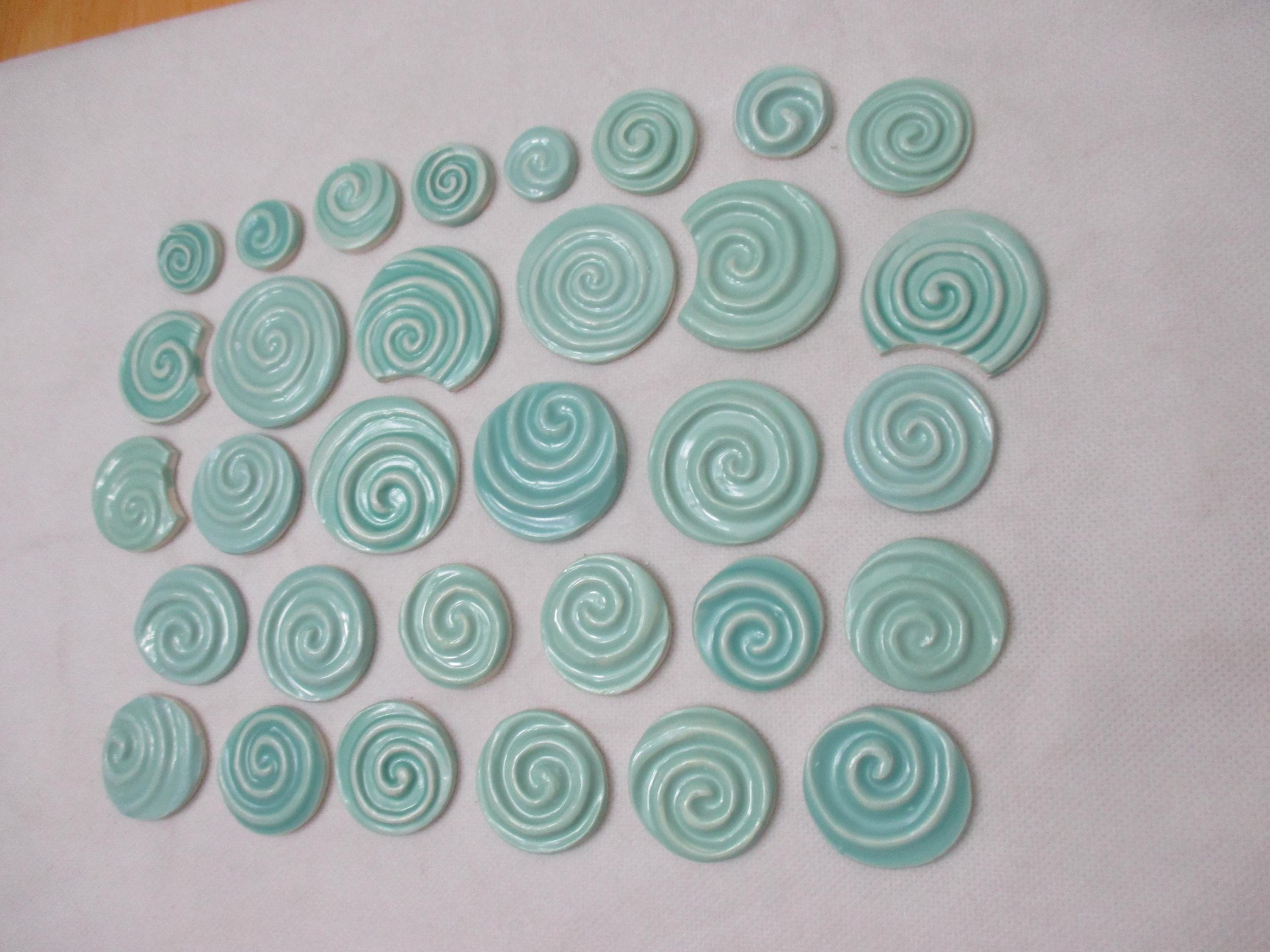 JA32 - 32 Pc JADE SWIRL Circles - Ceramic Mosaic Tile Set - Etsy 