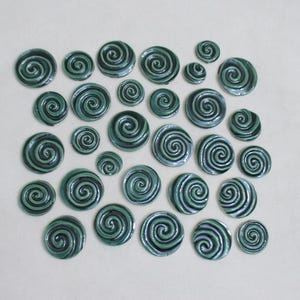 30SG - 30 pc Sapphire GREEN Swirls - Ceramic Mosaic Tile Set