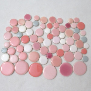 P72 - PINK Mix Dots - 72 pcs Tiny Tiles - Ceramic Mosaic Tiles