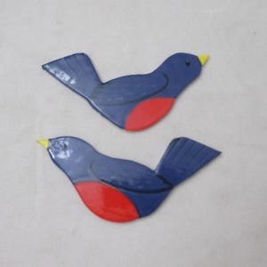 RB - 2 BLAUES ROTKEHLCHEN, Vögel - Keramik Mosaik Fliesen