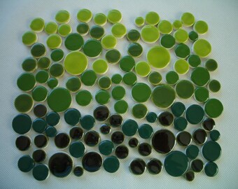 GREENS - 116 pc GREEN DOT Tiles - Ceramic Mosaic Tiles