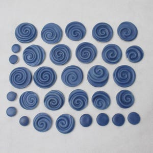 31WF - 31 pc MATTE Blue SWIRLS - Ceramic Mosaic Tile Set