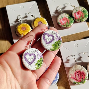 Handmade Cork Floral Earrings Handmade Boho Jewellery Summer Jewellery Dangle Drop Earrings