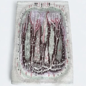 Aapo Härkönen abstract rya rug &quot;Kaukametsä&quot; wallhanging Finland 1956