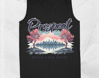 Camiseta sin mangas Feels Like Home / Algodón teñido en prenda / Camisa unisex de corte relajado / Diseño de vinilo frontal de aspecto vintage de peso pesado