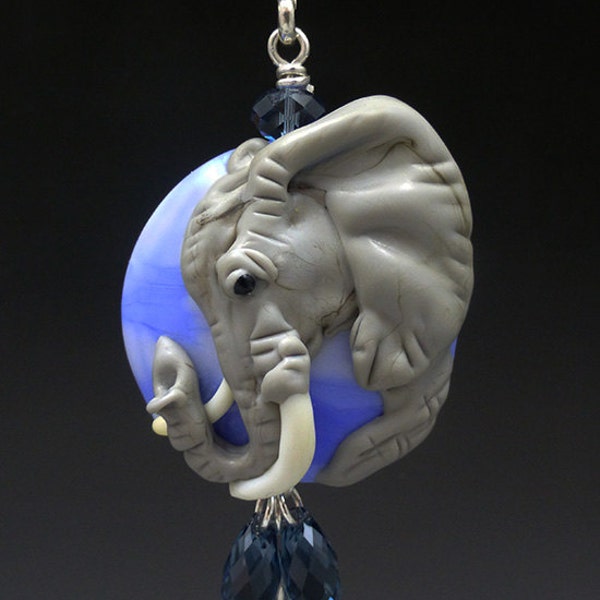 African Bull Elephant original custom handmade lampwork bead pendant SRA