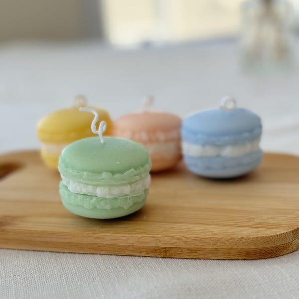 Bougie macaron, bougie de soja parfumée faite main, cadeau de boulangerie