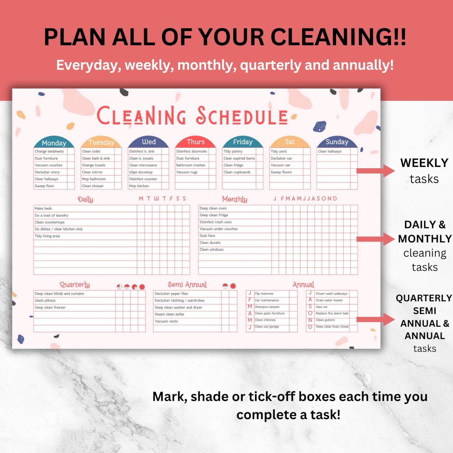 EDITABLE Cleaning Planner | Printable Cleaning Checklist & Schedule ...