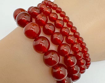 Pulsera de ágata roja y cornalina: Cuentas de cristal de piedras preciosas curativas, B16