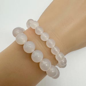 White Agate White Chalcedony Bracelet 6mm/8mm/10mm/12mm White Bead Bracelet Soul Healing Jewelry Men&#39;s Bracelet Women&#39;s Bracelet B24