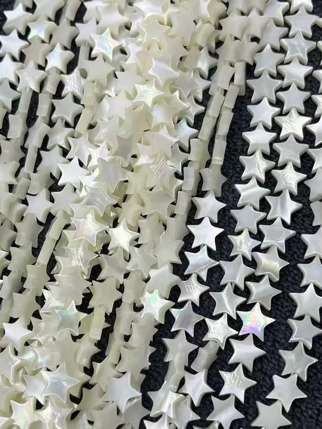 Shell Pearls Star White Shell Star-shaped Pearls, Wholesale Strands, 6-10mm, 15 Inches ...