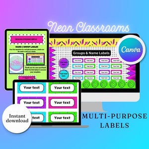 Neon Classroom Decor Labels