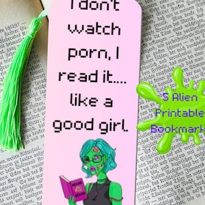 Library UFO Alien Abduction Bookmark, Reading, Sci Fi Book Lover Gift, Sexy Alien Bookmark