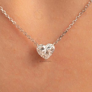 Heart Cut Moissanite Pendant Necklace, Diamond Necklaces for Women, Solid Gold Necklace, Silver Jewelry for Her, Anniversary Gift for Her