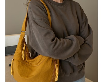 Casual Crossbody Shoulder Bag, Custom Text Embroidered Strap Hobo Purse, Adjustable Lightweight Everyday Travel Bag