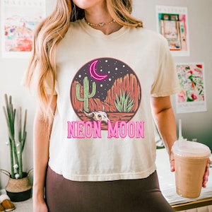 Neon Moon T-Shirt/ Crop Top, Western Cowboy Skull, Country T shirt, Cowgirl Shirt, Concert Top