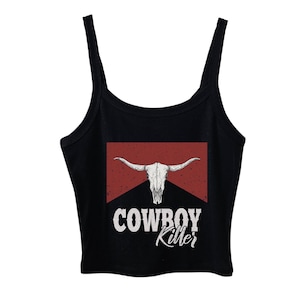 Vintage skull Crop Tank Top, Country Cowgirl Shirt, Western Crop Top, Rodeo T shirt, Country Music Top, Cowgirl Top