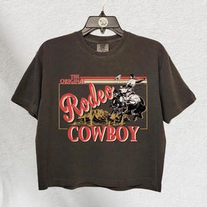 Rodeo Cowboy Crop Top, Vintage Western Graphic T shirt, Bull Riding Tee for Men, Country Concert Shirt, Cowboy Aesthetic Comfort Colors Tee