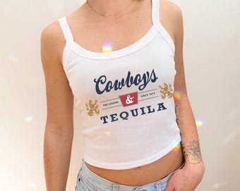 Vintage Tequila Crop Tank, Country Cowgirl Shirt, Western Crop Top, Rodeo T shirt, Country Music Top, Cowboy Top, Concert Tank Top