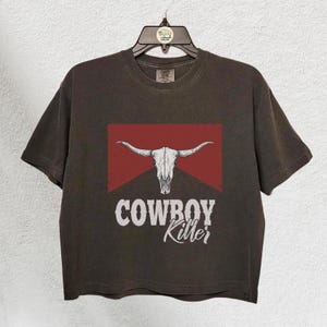 Cowboy Crop Top, Cowgirl Comfort Colors T Shirt, Western T shirt, Vintage Cow Shirt, Country Sweatshirt, Country Music Shirt