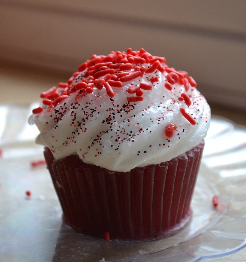 Cupcake Soap Red Velvet Cupcake Soap Holiday Gift Fake Food Dessert Soap Vegan Soap Christmas Soap Cupcake Red Velvet image 1