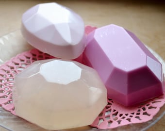 Jewel Soap Set of 3 - Gemstone Vegan Soap - Gift Idea - Springtime - Soap for Her - Mothers Day  Jewel - Novelty Soap - Gift