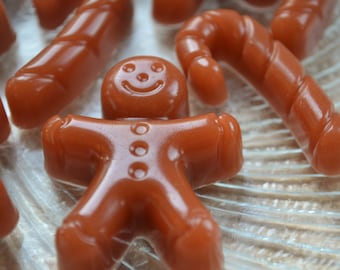 Jabón con forma de hombre de jengibre y bastón de caramelo - Relleno de medias - Jabón de chocolate - Vegano - Decoración navideña - Jabón para niños - Niños