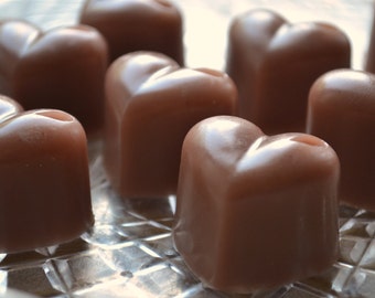 Chocolate Mocha Meltaway Heart Candy soaps - Valentine Soap - Valentines Day - Heart Soap - Candy - Chocolate Soap - Gift for Her